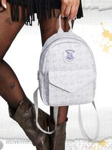 Harry Potter | ROMWE Harry Potter Retro Ladies Fashion Backpack, Lightweight Mini Durable Compact Backpack, Suitable For Back To School And Travel - Grey 1 - View 6
