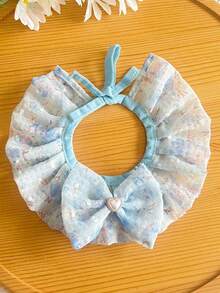 PETSIN 1 Buah Syal Hewan Peliharaan Tulle Motif Bunga Segar dengan Pita, Celemek Air Liur Lucu untuk Anjing Kecil dan Kucing Teddy - MultiWarna - View 15