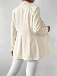 SHEIN Tall CURVE 大尺碼女款商務休閒修身西裝外套，適合畢業季、返校季，秋冬女教師穿搭 - 杏色 - 查看 2