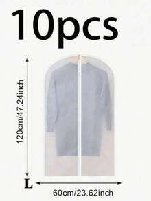 1-5pcs Clothes Garment Cover Bags, Semi-Transparent Suit Cover Protectors, Storage Dust Bags - White - View 8