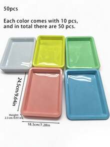 50 Brand-New Plastic Art Trays, 5-Color Sensory Activity Trays, Sand Trays, Handicrafts Classification Trays, DIY Painting And Beading Trays, Household Items, Dimensions: 9.64*7.28*0.9 Inches, Multi-Purpose Art Classification Trays, Plastic Material, Highly Suitable For Painting, Beading, DIY Projects And Classroom Use. - Multicolor - View 8