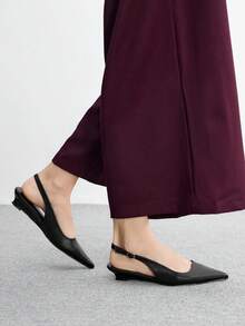 CUCCOO BIZCHIC Women Shoes Spring Summer Pointed Low Heel Comfortable Back Empty Buckle Women's Flat Shoes Solid Color Commuter Daily Versatile Dating Party - Black a - View 10