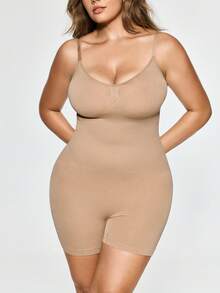 SHAPORA Plus Size Seamless Women's Jumpsuit,Slimming Abdominal Control Flat Tummy Fit Shaping Underwear,Beige,Summer,Wedding Guest - Apricot - View 2
