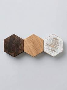 Cirelle 1Set Hexagonal Wooden Tiered Display Stand, Solid Wood With Natural Grain Texture, Staggered Layered Platforms For Figurines, Perfume And Small Trinkets, Multi-Height Storage Rack For Desktop Collectible, Vanity And Tabletop Ornament Arrangement. - multicolor - View 3