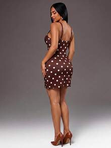 Radiana Women's Summer New Brown Polka Dot Lace Patchwork Cami Mini Dress, All-Match Versatile, Daily Casual Outing, Shopping, Gathering, Vacation, Beach, Dating, Music Festival, House Party, Party, Graduation Dress, Birthday - Brown - View 4