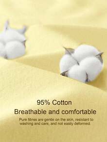 Tseoso 1pc Solid Color Fitted T-Shirt, 95% Cotton, Suitable For Summer,Summer Top - Light Yellow - View 3