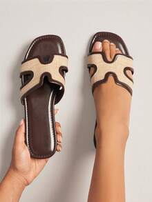 Solezae Women's Fashionable Versatile Cut-Out Flat Sandals Valentine's Day Summer Shoes - Chocolate Brown - View 2