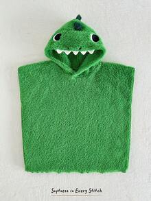 Cozy Pixies Baby Boy Cartoon Dinosaur Pattern Color Block Hooded Sleeveless One-Piece Swimsuit Cover-Up - Green - View 9