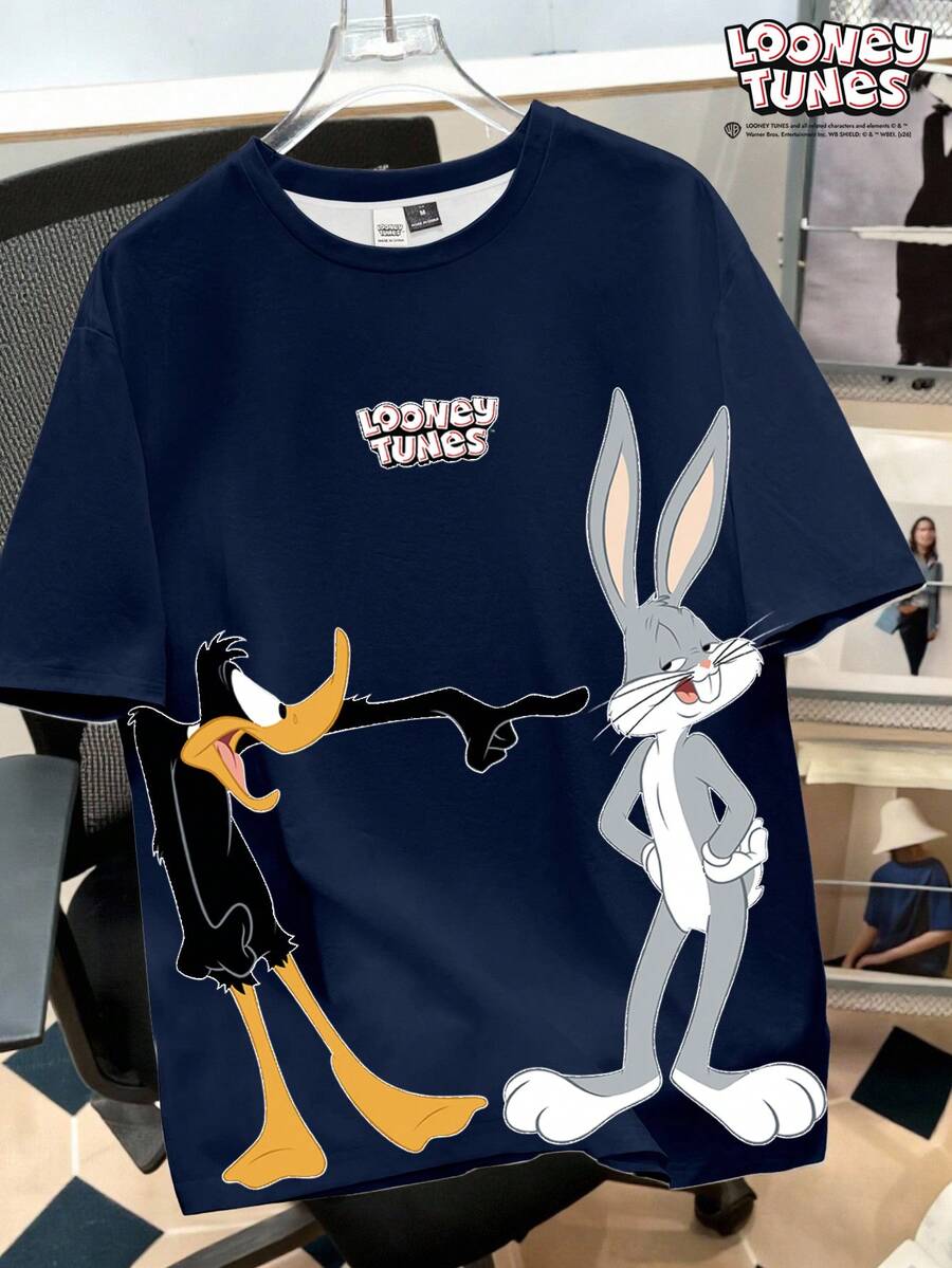 Looney Tunes X Manfinity Manfinity Joysei 男士休闲卡通印花圆领短袖T恤 - 藏蓝色 - 查看 1