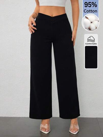 SHEIN PETITE 2026 Women's Autumn Resort Collection: New Black Suit-Style Straight-Leg Pants. Perfect For Casual Everyday Wear, Ideal For Outings, The Beach Daily
