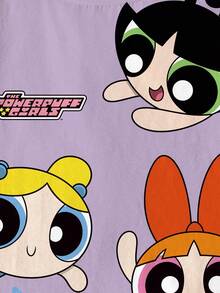 THE POWERPUFF GIRLS X SHEIN 女童休闲卡通印花T恤，夏季 - 白色 - 查看 6