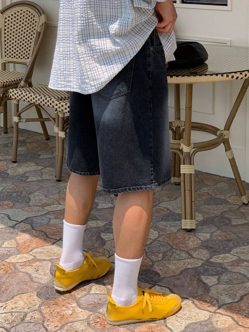 Distressed Dark Blue Denim Men's Shorts