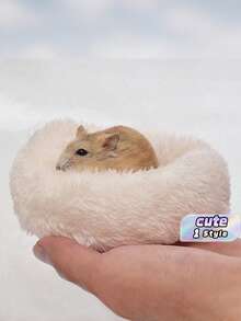 1 pieza Cama nido suave, cálida y cómoda para hámster y mascotas pequeñas en invierno - Beis - Ver 2