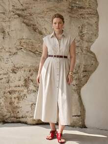 MOTF PREMIUM PLUS SIZE WOMEN'S SPRING/SUMMER CASUAL DATE CAP SLEEVE DENIM DRESS WITHOUT BELT - White - View 6
