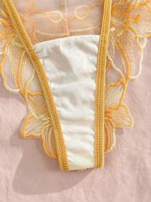 Eraneu Women's Nude Sexy Lingerie Set 2pcs - Yellow - View 11