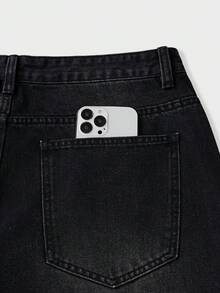 SWAVVY Men's Casual Versatile Everyday Travel Denim Jeans With Pocket And Button - Black - View 5