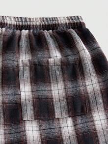 EASEVO Plus Size Men's Fashion Plaid Wide Leg Long Pants - Black and White - View 5