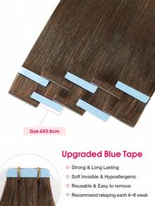 Tóc nối bằng băng dính vô hình Cuticle Remy liền mạch tiêm thủ công chất lượng chuyên nghiệp tóc người nguyên chất tóc nối bằng băng dính vô hình tóc người tự nhiên màu đen 10 chiếc 25g tóc thẳng băng dính băng dính tóc nối - S4 - Xem 3