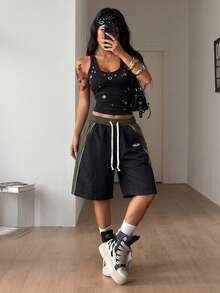 Coolane 女款與男款夏季街頭風遊戲日運動狂歡節服裝圖案透氣網眼運動短褲 - 彩色 - 查看 5