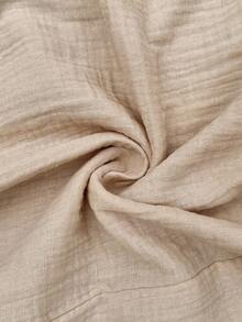 SHEIN Boat Neck Solid Color Waist Bowknot Decor Maternity Dress - Apricot - View 8