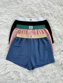 Lowkey Lull Conjunto de ropa de descanso de 3 piezas con shorts de color contrastante para mujer - Multicolor - Ver 5
