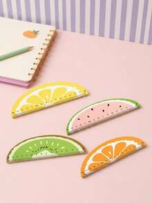Joivida 1/4Pcs Creative Fruit Pattern Wooden Ruler, Vibrant Exquisite Design, Perfect Gift For Classroom Rewards & Birthday, Ideal For School Home Decoration - multicolor - View 5