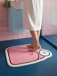 Joivida Funny Clock-Shaped Absorbent Bath Mat, Asymmetrical Cartoon Design, Available In "Lucky Clock" & Other Styles, Made Of Soft Faux Cashmere/Crystal Velvet, Sizes From 50*70cm To 90*130cm, Non-Slip & Water-Absorbent, Ideal For Bathroom, - multicolor - View 1