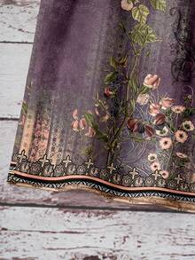 Casual Minimalist Dark Purple Vintage Floral Pattern Women's Halter Neck Tank Top Suitable For Spring And Summer - Multicolor - View 7