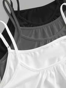 Tseoso 95% Cotton 3pcs/Set Women's Ruched Loose Camisole Tank Top With Adjustable Shoulder Straps, Suitable For Spring And Summer - Multicolor - View 4