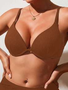 Oceva Atasan Bikini Seksi Putih untuk Liburan Pantai Musim Panas Wanita Ukuran Plus - Coffee Brown - View 4