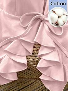 Selianne French Gentle Style Front Tie Ruffle Strap Slimming Fitted Camisole - Baby Pink - View 3