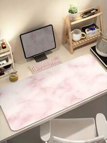 1 Large Extended Pink White Marble Pattern Gaming Desk Pad Mouse Pad For Desktop Laptop Office Gaming Minimalist All Computers Durable Smooth Surface Easy Clean Ideal Gift - multicolor - View 6