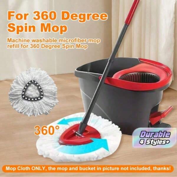 3/4/5/6/Stücke Spin Mop Ersatzkopf, Für Spin Mop, Mikrofaser Mop Nachfüllkopf kompatibel mit Dreieck Spin Mop, 360 Grad Mikro Spin Mop Ersatzkopf für einfache Hausreinigung Bodenwischen, Haushaltsboden Reinigungszubehör