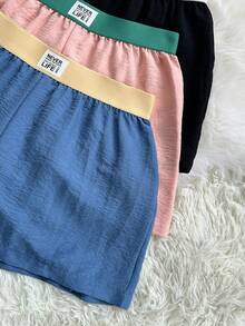 Lowkey Lull Conjunto de ropa de descanso de 3 piezas con shorts de color contrastante para mujer - Multicolor - Ver 4
