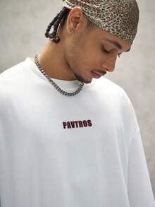 PAVTROS Men's Letter Print Round Neck Short Sleeve T-Shirt - White - View 5