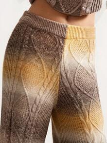 Bohemela Pantalon en tricot de câble torsadé dégradé vintage - Champagne - Voir 11