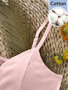 Selianne French Gentle Style Front Tie Ruffle Strap Slimming Fitted Camisole - Baby Pink - View 7