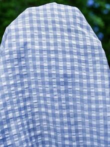 Lyckli Plaid Maternity Nursing Casual Soft Form 1960s Daily Dates Outing Dress Blue And Yellow Summer - Blue and White - View 8