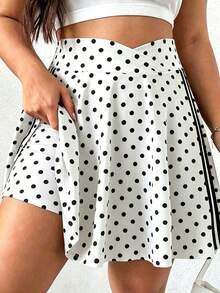 EMERY ROSE Plus Size Women's Polka Dot Fashionable Versatile Vacation Date Shorts, Dating, Commuting, Party, Au - Multicolor - View 3