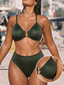 Swim Vcay 2026新款加大码两件套泳衣，女士夏季海滩度假装 - 綠色 - 查看 7