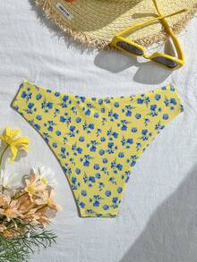Swim Basics Summerbeach 女款花卉與格紋圖案拼接比基尼泳褲 - 彩色 - 查看 2