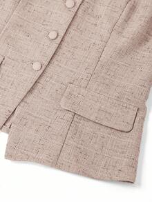 Ellevyn Women's Fashionable & Elegant Square Neck Button Short Sleeve Blouse - Pink - View 6