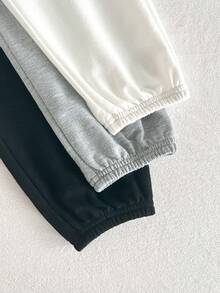 SHEIN 兒童 Young Bo 極簡百搭丹寧圓領短袖T恤與寬鬆長褲3件套 6件/包 - 灰色 - 查看 7