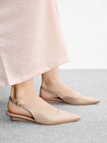 CUCCOO BIZCHIC Sepatu Wanita Musim Semi Musim Panas Nyaman Ujung Lancip Tumit Rendah Belakang Gesper Kosong Sepatu Datar Wanita Sepatu Harian untuk Komuter Kencan - Aprikot B - View 11