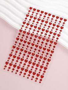 1 Pc 3D Simulation Large Red Heart Shaped Rhinestone Sticker For Eye Face Decoration DIY Music Festival Y2K Themed Party Makeup Concert Look Rave Wedding Holiday Gift Beauty Accessory Face Gem - Red - View 4
