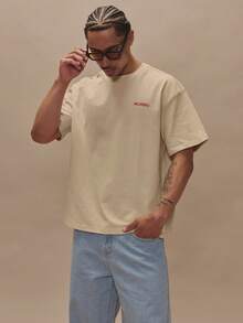 Musero SHORT SLEEVE OVERSIZED GRAPHIC TSHIRT - "Personalized" - Beige - View 4