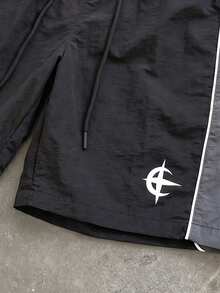 STYNVO Men's Drawstring Waist Colorblock Casual Versatile Daily Travel Shorts - Black - View 4