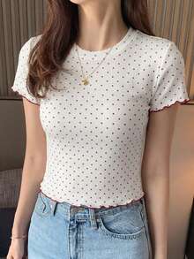 DAZY Women's Round Neck Solid Color Basic White Short Sleeve T-Shirt Spring Summer - White - View 5