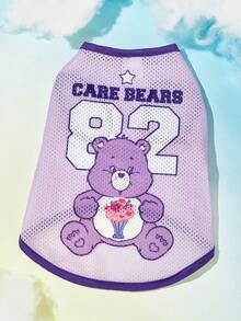 SHEIN X Care Bears 1件可愛卡通印花寵物背心，運動背心，貓狗通用，尺寸XXS至XXXXXL，特小號至特大號，護理熊、愛心熊、憤怒熊、分享熊、彩虹熊 - 紫色 - 查看 1