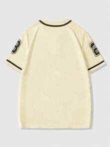 ROMWE MEN Prep Men's City Logo Print Short Sleeve Shirt - Apricot - View 2